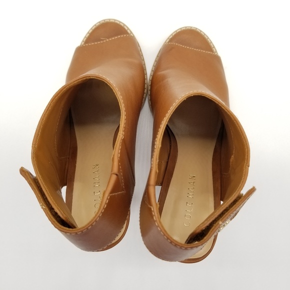 Cole Haan Wrey Peep Toe Stacked Heel Booties Sz 9 - Picture 6 of 8